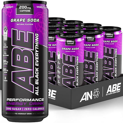 Applied Nutrition ABE (All Black Everything) Carbonated Can 12x330ml American Grape Soda