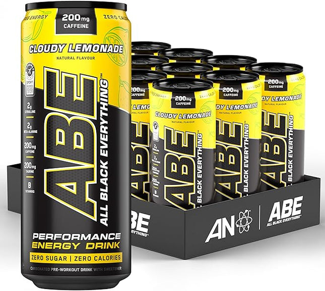 Applied Nutrition ABE (All Black Everything) Carbonated Can 12x330ml Cloudy Lemonade