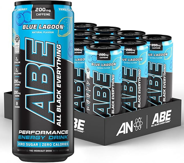 Applied Nutrition ABE (All Black Everything) Carbonated Can 12x330ml Blue Lagoon