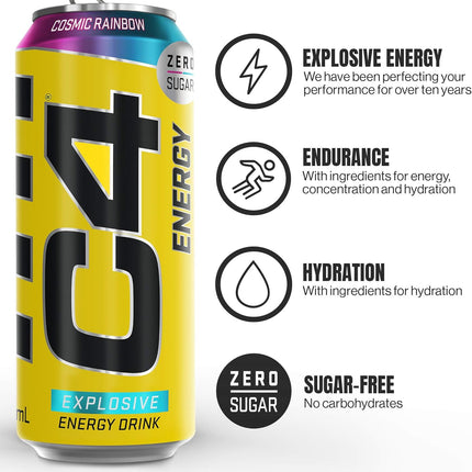 C4 Cosmic Rainbow Performance Energy Drink Zero Sugar 500ml - Case of 12