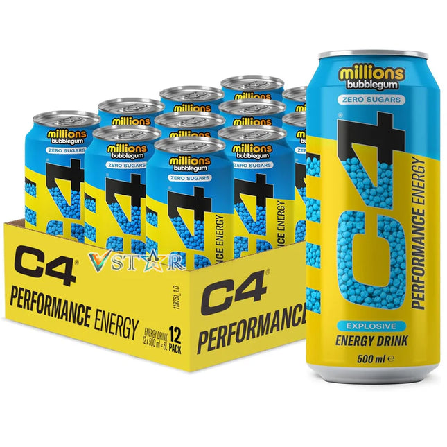 Cellucor C4 Performance Energy Carbonated RTD 12x500ml Millions Bubblegum