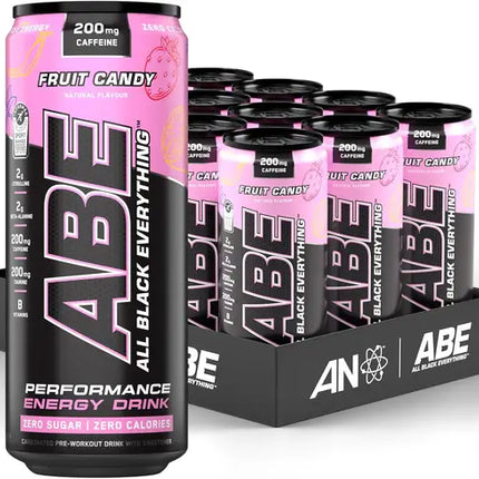 Applied Nutrition ABE (All Black Everything) Carbonated Can 12x330ml Fruit Candy