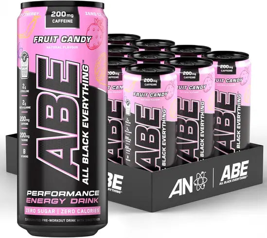 Applied Nutrition ABE (All Black Everything) Carbonated Can 12x330ml Fruit Candy