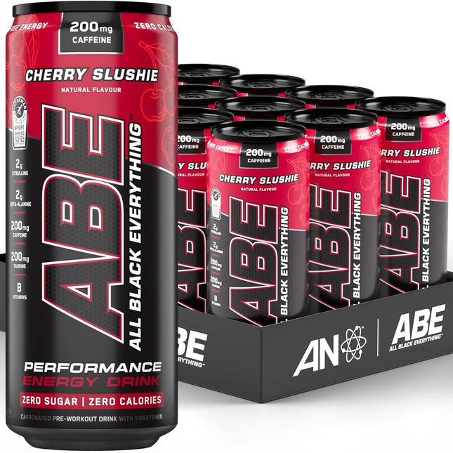 Applied Nutrition ABE (All Black Everything) Carbonated Can 12x330ml Cherry Slushie
