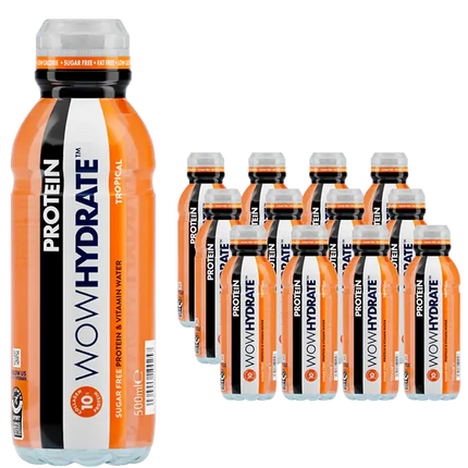 Wow Hydrate Tropical Sugar Free Protein & Vitamin Water 500ml - Case of 12