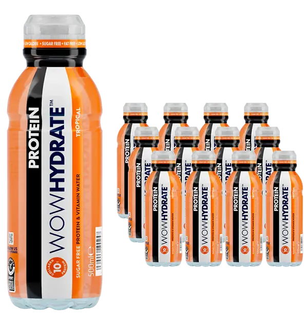 Wow Hydrate Tropical Sugar Free Protein & Vitamin Water 500ml - Case of 12
